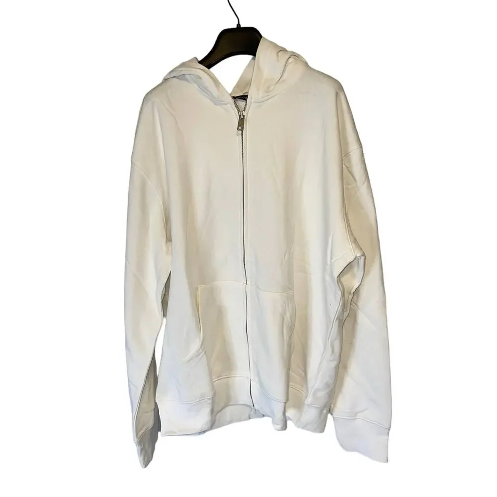 Naked Wardrobe Front Zipped Up White Hoodie Size XL BNWT
